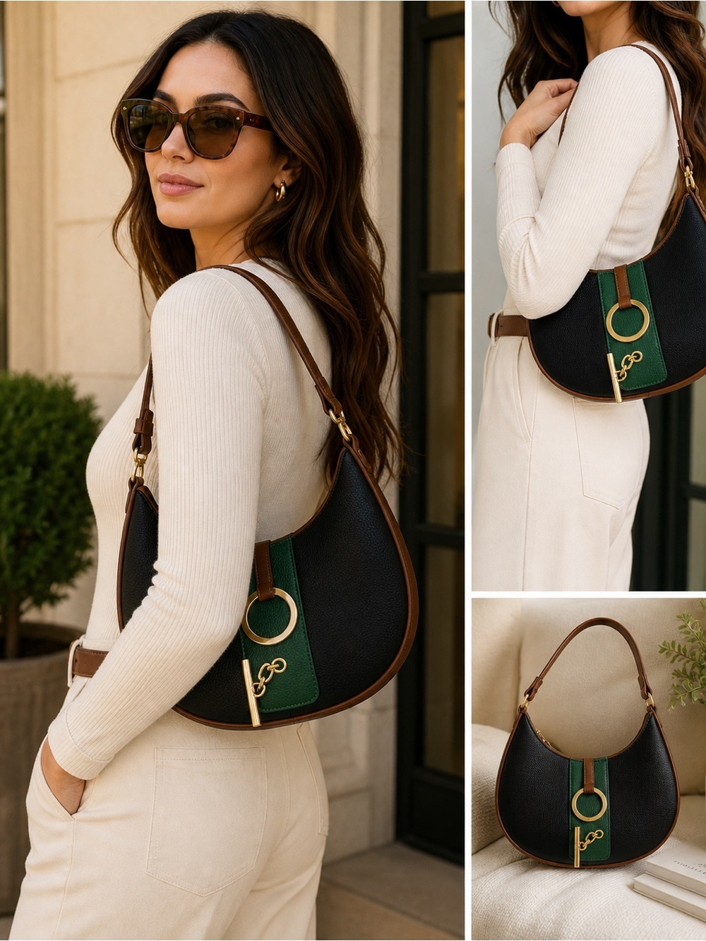NEW Chinese laundry crescent moon shoulder bag with extra Crossbody strap